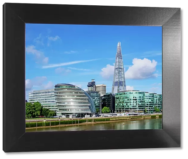 Modern Architecture by the Queens Walk, City Hall and The Shard, London, England, United Kingdom