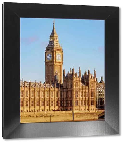 Big Ben and Palace of Westminster at sunrise, London, England, United Kingdom