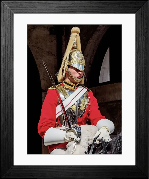 Framed Print : Life Guard mounted at Horse Guards, London, England, United Kingdom Framed Print : Life Guard mounted at Horse Guards, London, England, United Kingdom