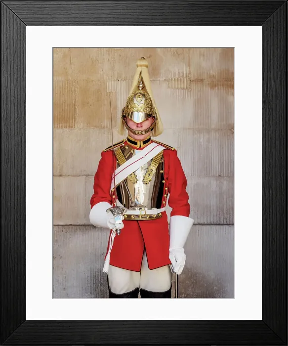 Framed Print : Life Guard dismounted at Horse Guards, London, England, United Kingdom Framed Print : Life Guard dismounted at Horse Guards, London, England, United Kingdom