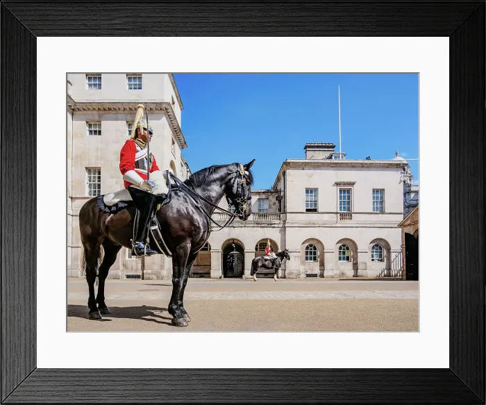 Framed Print : Life Guard mounted at Horse Guards, London, England, United Kingdom Framed Print : Life Guard mounted at Horse Guards, London, England, United Kingdom