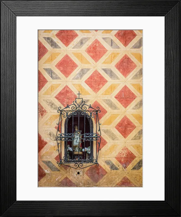 Framed Print : Small religious shrine in a church wall, Malaga City, Andalusia, Spain Framed Print : Small religious shrine in a church wall, Malaga City, Andalusia, Spain