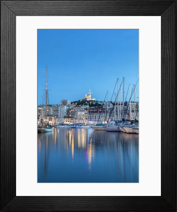 Framed Print : The Old Port of Marseille and Notre-Dame de la Garde at Dusk, Marseille, Provence-Alpes-Cote d'Azur, France Framed Print : The Old Port of Marseille and Notre-Dame de la Garde at Dusk, Marseille, Provence-Alpes-Cote d'Azur, France