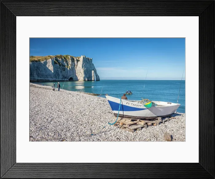 Framed Print : Etretat beach with Falaise d`Aval rock formation, Seine-Maritime, Normandy, France Framed Print : Etretat beach with Falaise d`Aval rock formation, Seine-Maritime, Normandy, France
