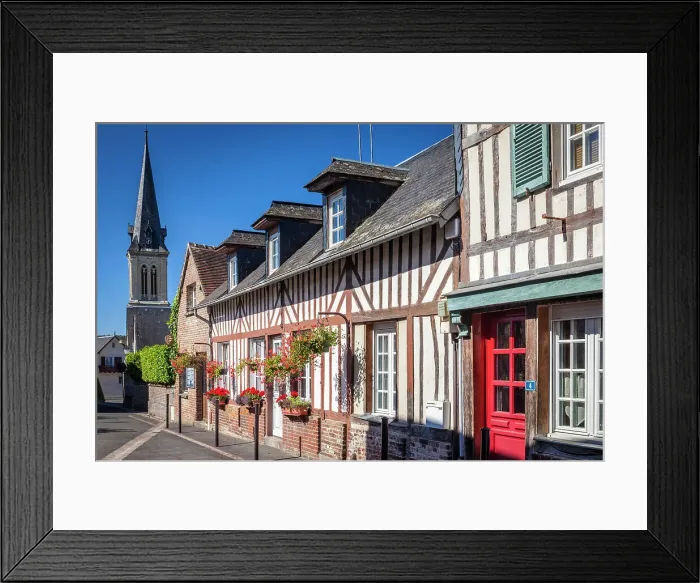 Framed Print : Historic houses in the village center of Le Breuil-en-Auge, Calvados, Normandy, France Framed Print : Historic houses in the village center of Le Breuil-en-Auge, Calvados, Normandy, France