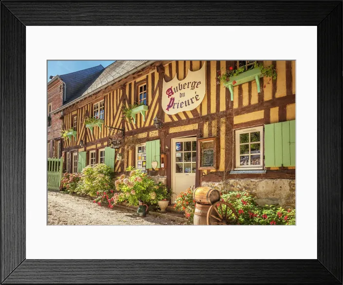 Framed Print : Historic Inn Auberge du Prieure in Saint-Hymer, Calvados, Normandy, France Framed Print : Historic Inn Auberge du Prieure in Saint-Hymer, Calvados, Normandy, France