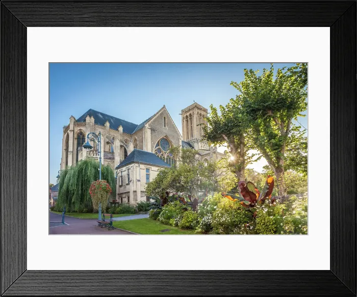 Framed Print : Church and lush garden in Houlgate, Calvados, Normandy, France
