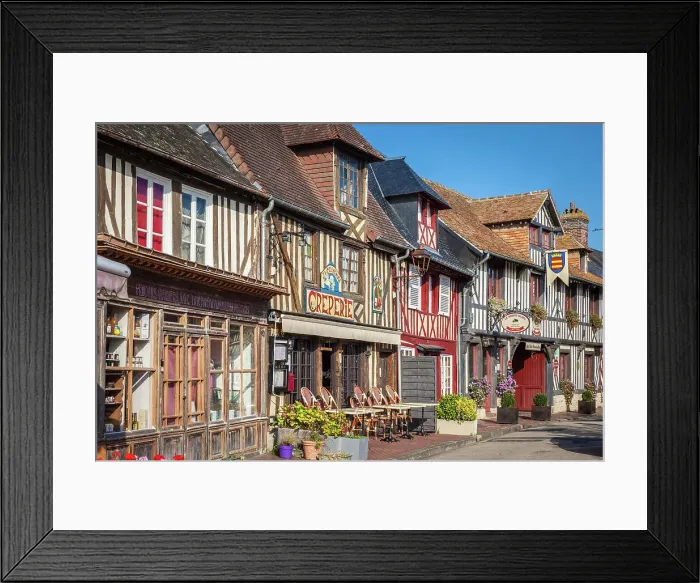 Framed Print : Historic half-timbered houses in the old town of Beuvron-en-Auge, Calvados, Normandy, France Framed Print : Historic half-timbered houses in the old town of Beuvron-en-Auge, Calvados, Normandy, France