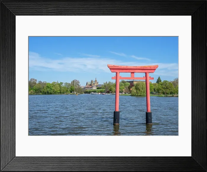 Framed Print : River Mosel with japanese gate and cathedral St. Etienne, Metz, Moselle, Lorraine, Alsace-Champagne-Ardenne-Lorraine, Grand Est, France Framed Print : River Mosel with japanese gate and cathedral St. Etienne, Metz, Moselle, Lorraine, Alsace-Champagne-Ardenne-Lorraine, Grand Est, France