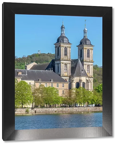 River Mosel with Abbaye Des Premontres at Pont-a-Mousson, Meurthe-et-Moselle, Lorraine, Alsace-Champagne-Ardenne-Lorraine, Grand Est, France