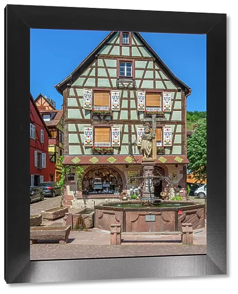 Half-timbered houses at Kaysersberg, Haut-Rhin, Alsace, Alsace-Champagne-Ardenne-Lorraine, Grand Est, France