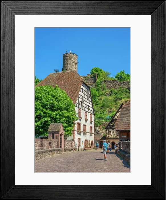Framed Print : Weir bridge above river Weiss at Kaysersberg with Kaysersberg castle, Haut-Rhin, Alsace, Alsace-Champagne-Ardenne-Lorraine, Grand Est, France