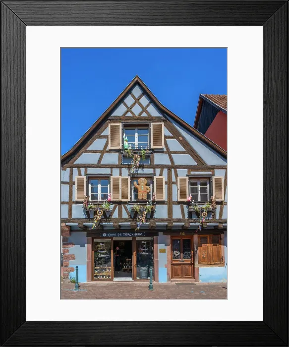 Framed Print : Half-timbered house at Kaysersberg, Haut-Rhin, Alsace, Alsace-Champagne-Ardenne-Lorraine, Grand Est, France