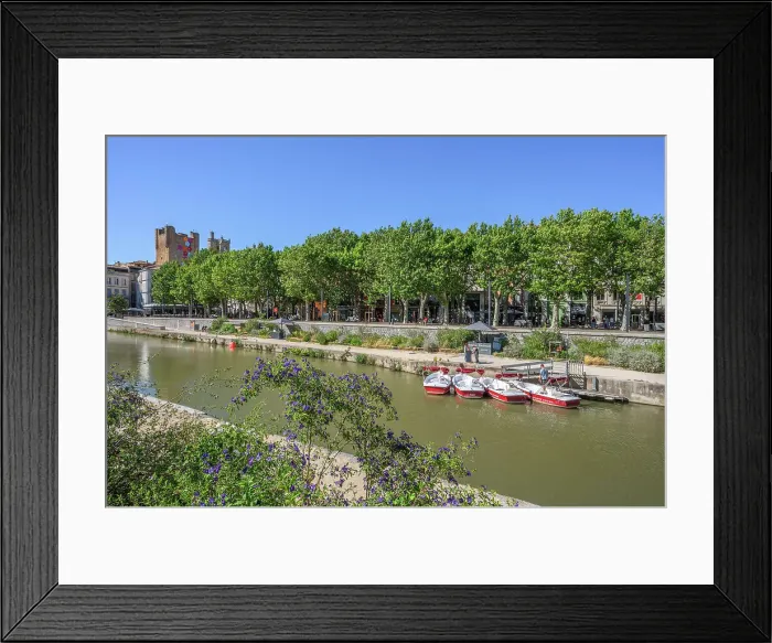 Framed Print : Canal de la Robine and view of the palace of the archbishops, Narbonne, Aude, Languedoc-Roussillon, Occitanie, France Framed Print : Canal de la Robine and view of the palace of the archbishops, Narbonne, Aude, Languedoc-Roussillon, Occitanie, France