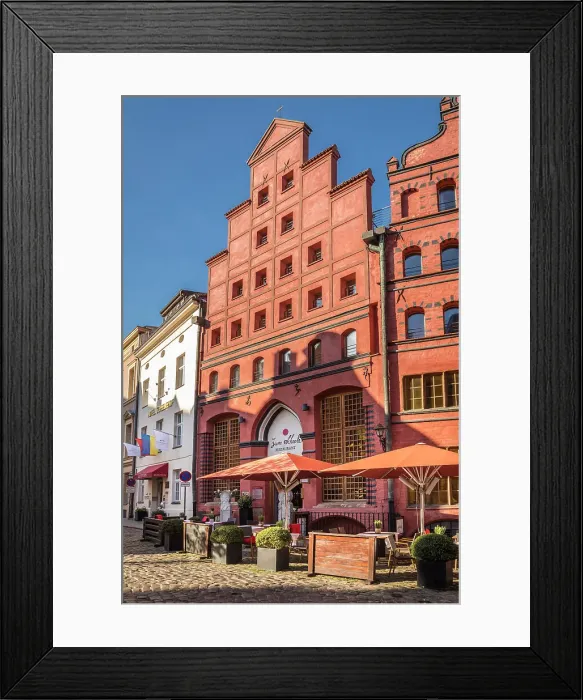 Framed Print : Historic houses at Scheelehof, Stralsund, Mecklenburg-West Pomerania, North Germany, Germany