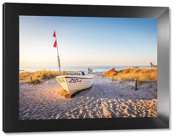Boats on the beach at Zingst, Mecklenburg-West Pomerania, North Germany, Germany
