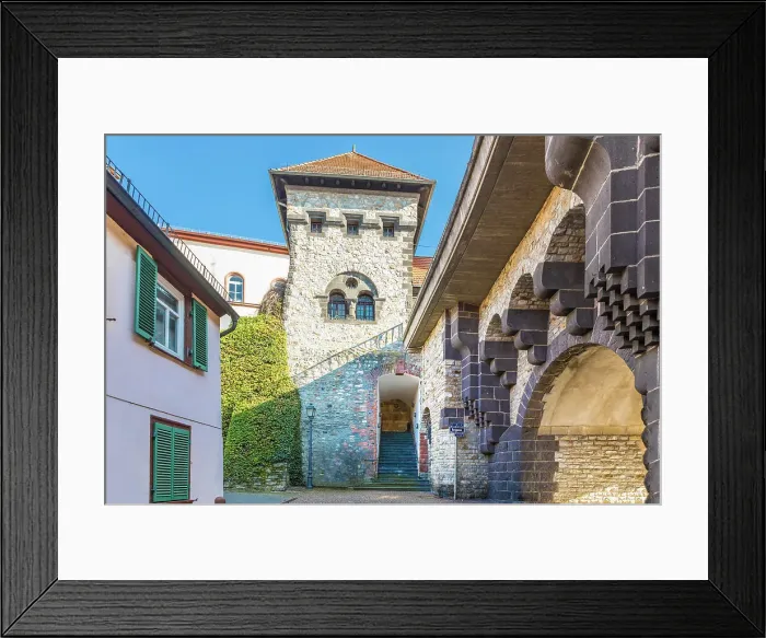 Framed Print : Golden staircase with keystone on the city fortifications, Bad Homburg vor der Hohe, Taunus, Hesse, Germany Framed Print : Golden staircase with keystone on the city fortifications, Bad Homburg vor der Hohe, Taunus, Hesse, Germany
