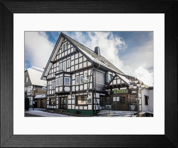 Framed Print : Historic inn in the old town of Winterberg, Sauerland, North Rhine-Westphalia, Germany Framed Print : Historic inn in the old town of Winterberg, Sauerland, North Rhine-Westphalia, Germany