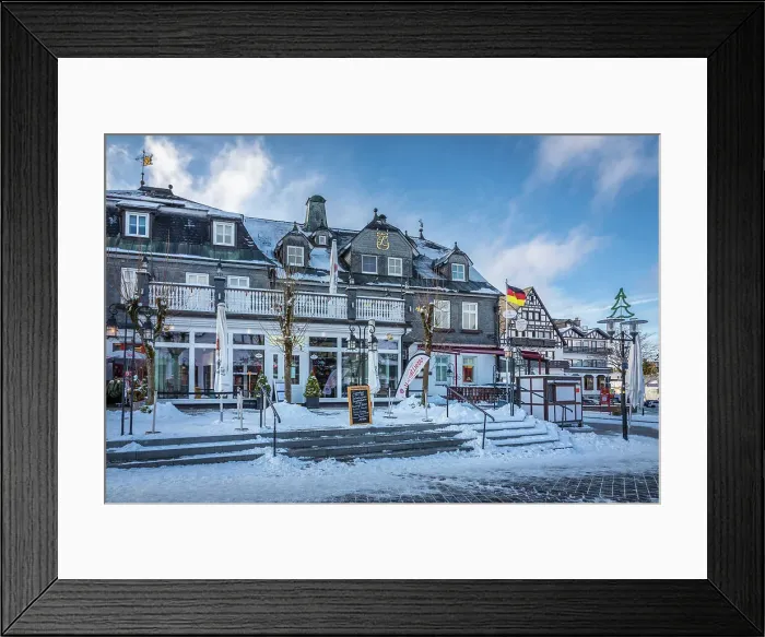 Framed Print : Historic hotel on the market square of Winterberg, Sauerland, North Rhine-Westphalia, Germany