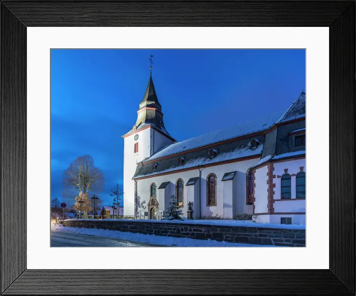 Framed Print : Church of St. James the Elder in the old town of Winterberg in the evening, Sauerland, North Rhine-Westphalia, Germany Framed Print : Church of St. James the Elder in the old town of Winterberg in the evening, Sauerland, North Rhine-Westphalia, Germany