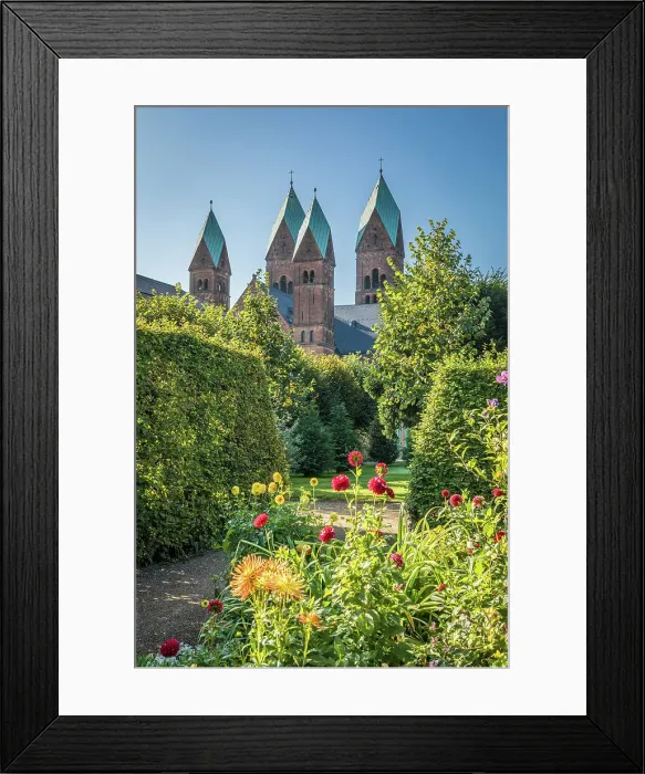 Framed Print : Flower bed in the castle park of Bad Homburg with a view to the Church of the Redeemer, Taunus, Hesse, Germany Framed Print : Flower bed in the castle park of Bad Homburg with a view to the Church of the Redeemer, Taunus, Hesse, Germany
