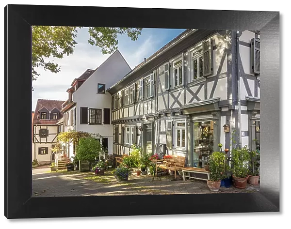 Historic half-timbered houses in the old town of Bad Homburg, Taunus, Hesse, Germany