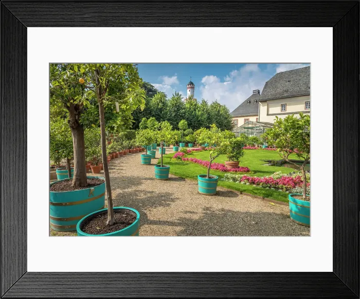 Framed Print : Garden in front of the Orangery in Bad Homburg, Taunus, Hesse, Germany