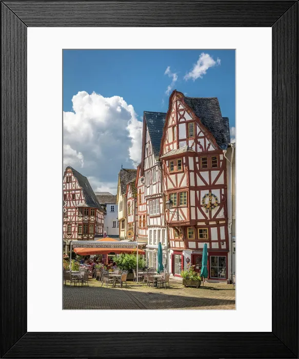 Framed Print : Historic half-timbered houses on Bischofsplatz in the old town of Limburg, Lahn valley, Hesse, Germany