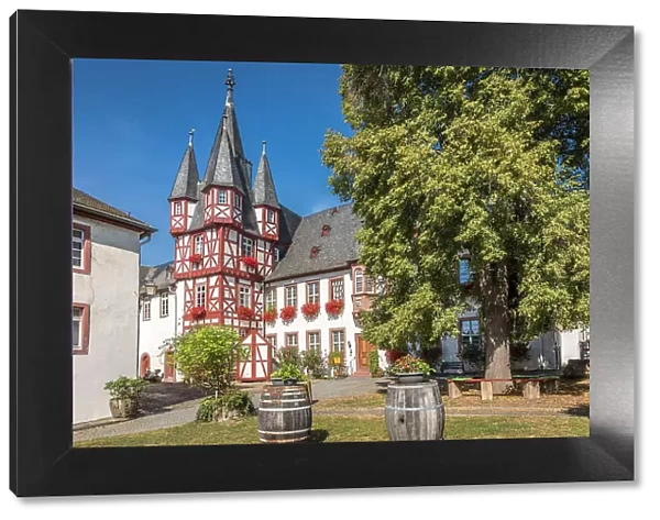 Bromserhof in the old town of Rudesheim, Rheingau, Hesse, Germany