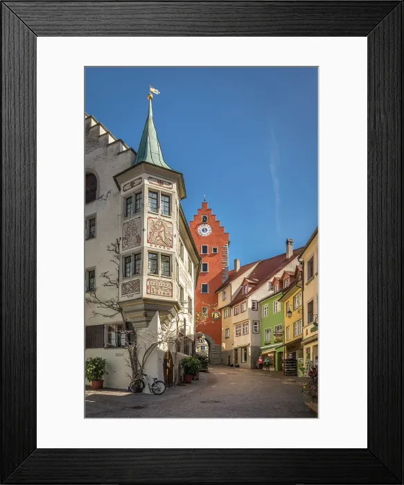 Framed Print : Market square and Obertor in the old town of Meersburg, Baden-Wurttemberg, Germany