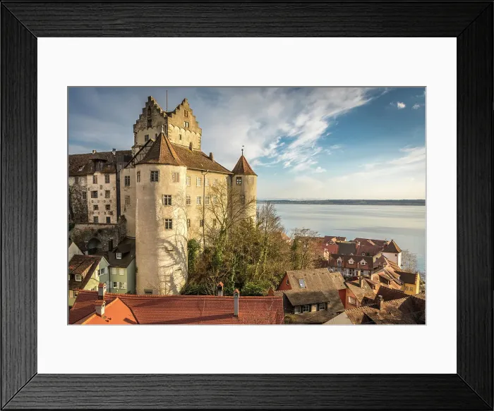 Framed Print : Old town and castle of Meersburg on Lake Constance, Baden-Wurttemberg, Germany