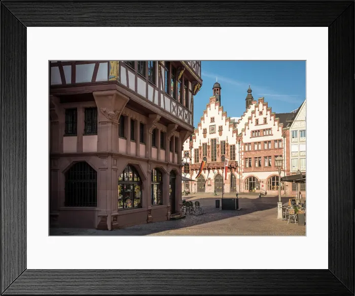 Framed Print : View from the new Frankfurt old town to the town hall on the Romerberg square, Frankfurt, Hesse, Germany Framed Print : View from the new Frankfurt old town to the town hall on the Romerberg square, Frankfurt, Hesse, Germany