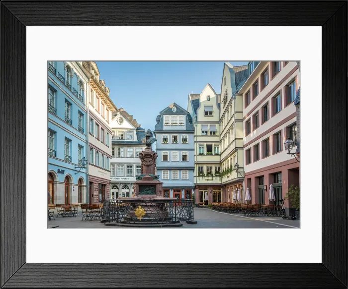 Framed Print : Friedrich-Stoltze-Fountain at the Huhnermarkt square in the new Frankfurt old town, Frankfurt, Hesse, Germany Framed Print : Friedrich-Stoltze-Fountain at the Huhnermarkt square in the new Frankfurt old town, Frankfurt, Hesse, Germany