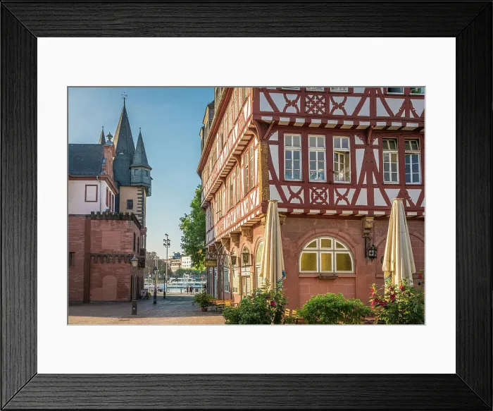 Framed Print : Historic half-timbered house Bertheym between river Main and Romer square, Frankfurt, Hesse, Germany Framed Print : Historic half-timbered house Bertheym between river Main and Romer square, Frankfurt, Hesse, Germany