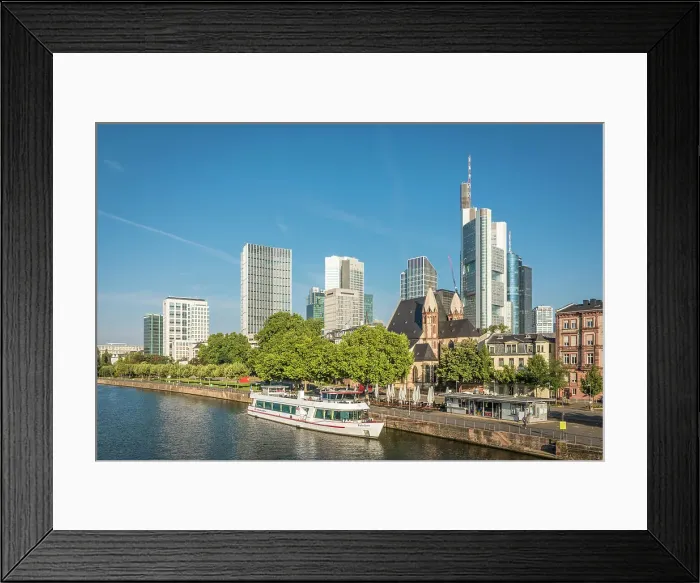 Framed Print : View of the skyline from the bridge Eiserner Steg in the morning, Frankfurt, Hesse, Germany Framed Print : View of the skyline from the bridge Eiserner Steg in the morning, Frankfurt, Hesse, Germany