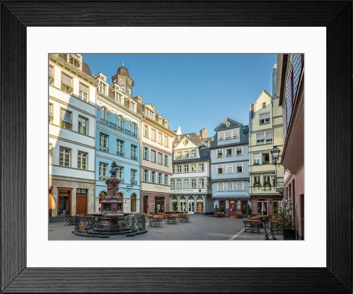 Framed Print : Friedrich-Stoltze-Fountain at the Huhnermarkt square in the new Frankfurt old town, Frankfurt, Hesse, Germany Framed Print : Friedrich-Stoltze-Fountain at the Huhnermarkt square in the new Frankfurt old town, Frankfurt, Hesse, Germany