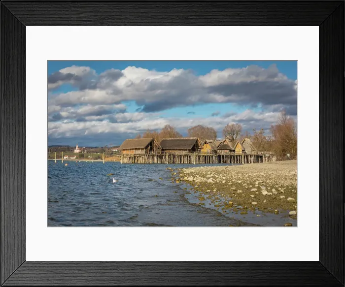 Framed Print : Pile dwellings in Unteruhldingen, Baden-Wurttemberg, Germany Framed Print : Pile dwellings in Unteruhldingen, Baden-Wurttemberg, Germany
