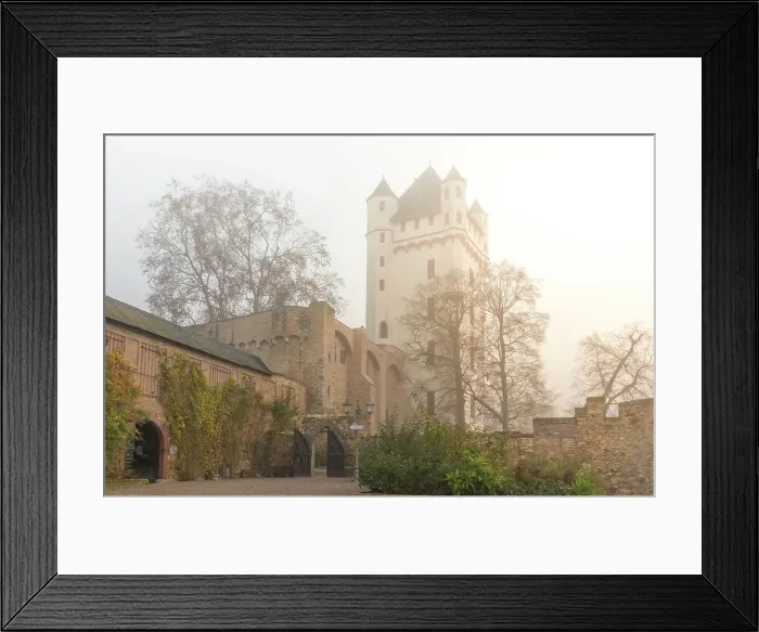 Framed Print : Autumnal morning fog at Eltville Electoral Castle, Rheingau, Hesse, Germany Framed Print : Autumnal morning fog at Eltville Electoral Castle, Rheingau, Hesse, Germany