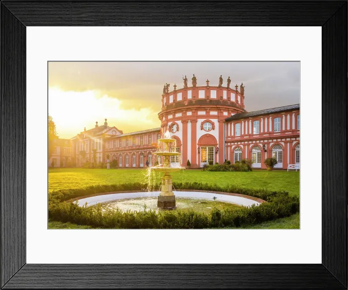 Framed Print : Sunrise in autumn at Biebrich Castle, Wiesbaden, Hesse, Germany Framed Print : Sunrise in autumn at Biebrich Castle, Wiesbaden, Hesse, Germany
