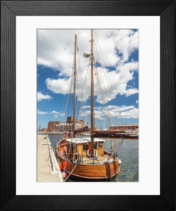 Framed Print : Wooden fishing trawler in the port of Wismar, Mecklenburg-West Pomerania, Baltic Sea, Northern Germany, Germany