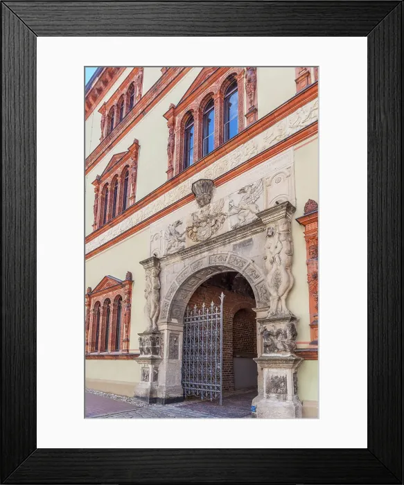 Framed Print : Entrance portal of the historic District Court of Wismar, Mecklenburg-Western Pomerania, Baltic Sea, North Germany, Germany Framed Print : Entrance portal of the historic District Court of Wismar, Mecklenburg-Western Pomerania, Baltic Sea, North Germany, Germany