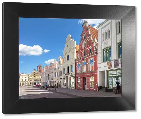 Historic houses in the old town of Wismar, Mecklenburg-Western Pomerania, Baltic Sea, Northern Germany, Germany