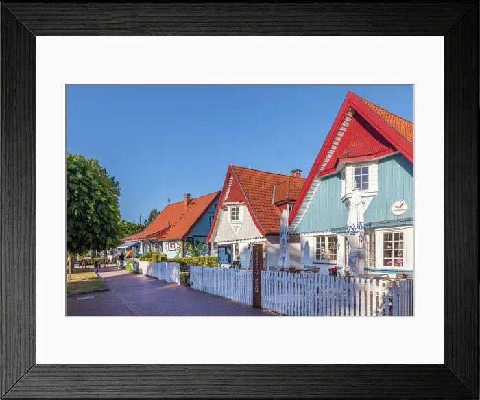 Framed Print : Colorful houses in the Baltic Sea resort of Boltenhagen, Mecklenburg-Western Pomerania, Baltic Sea, North Germany, Germany Framed Print : Colorful houses in the Baltic Sea resort of Boltenhagen, Mecklenburg-Western Pomerania, Baltic Sea, North Germany, Germany