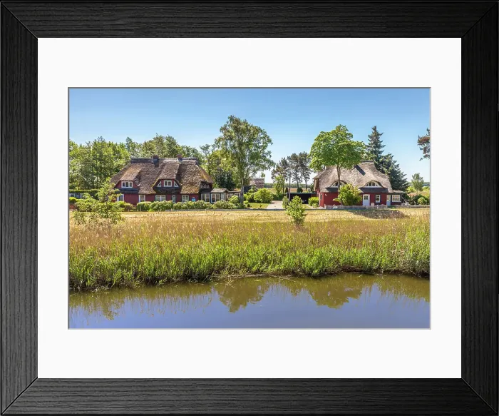 Framed Print : Thatched roof houses at the port of Prerow, Mecklenburg-Western Pomerania, Baltic Sea, Northern Germany, Germany Framed Print : Thatched roof houses at the port of Prerow, Mecklenburg-Western Pomerania, Baltic Sea, Northern Germany, Germany