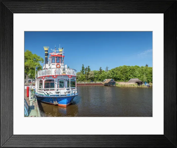 Framed Print : Excursion steamer in the Bodden harbour of Prerow, Mecklenburg-Western Pomerania, Baltic Sea, Northern Germany, Germany