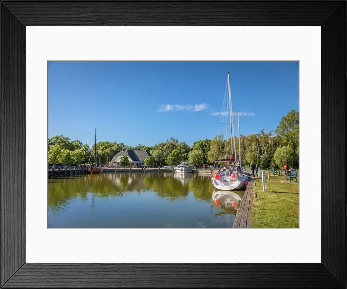 Framed Print : Sailing boat in the Bodden harbour of Althagen, Mecklenburg-Western Pomerania, Baltic Sea, North Germany, Germany Framed Print : Sailing boat in the Bodden harbour of Althagen, Mecklenburg-Western Pomerania, Baltic Sea, North Germany, Germany
