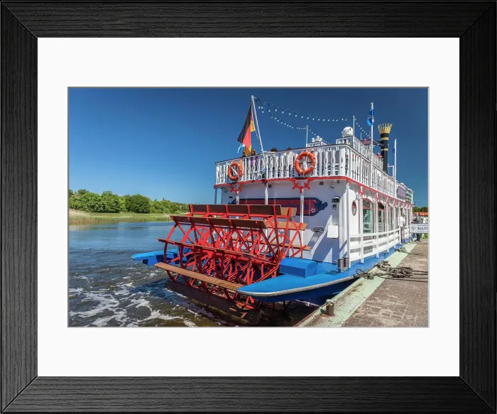 Framed Print : Paddle steamer Baltic Star in the Bodden harbour of Prerow, Mecklenburg-Western Pomerania, Baltic Sea, Northern Germany, Germany Framed Print : Paddle steamer Baltic Star in the Bodden harbour of Prerow, Mecklenburg-Western Pomerania, Baltic Sea, Northern Germany, Germany