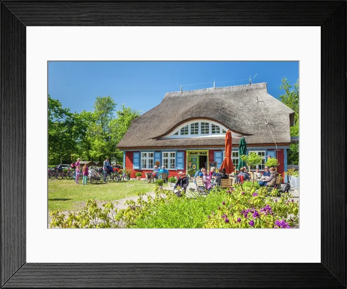Framed Print : Cafe in historic thatched roof house in Prerow, Mecklenburg-West Pomerania, Baltic Sea, Northern Germany, Germany Framed Print : Cafe in historic thatched roof house in Prerow, Mecklenburg-West Pomerania, Baltic Sea, Northern Germany, Germany