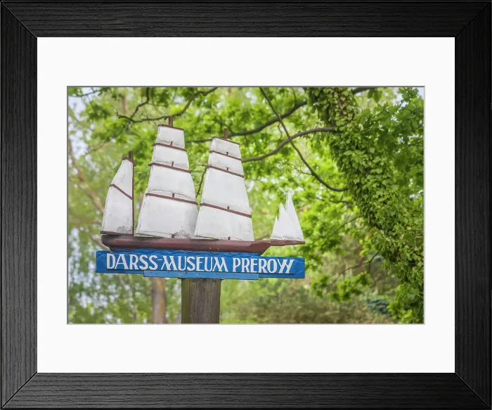 Framed Print : Information sign with sailing ship to the Darss Museum, Prerow, Mecklenburg-Western Pomerania, Baltic Sea, Northern Germany, Germany Framed Print : Information sign with sailing ship to the Darss Museum, Prerow, Mecklenburg-Western Pomerania, Baltic Sea, Northern Germany, Germany