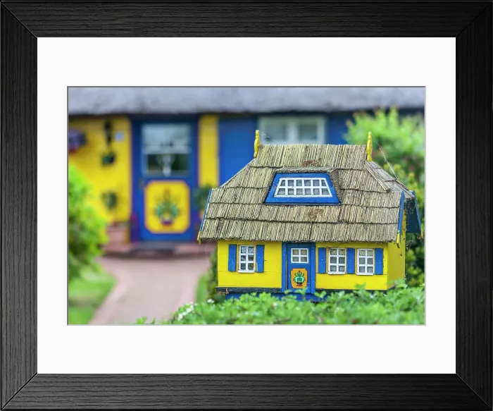 Framed Print : Miniature model of a fisherma's house in front of the original house, Born am Darss, Mecklenburg-Western Pomerania, Baltic Sea, North Germany, Germany Framed Print : Miniature model of a fisherma's house in front of the original house, Born am Darss, Mecklenburg-Western Pomerania, Baltic Sea, North Germany, Germany